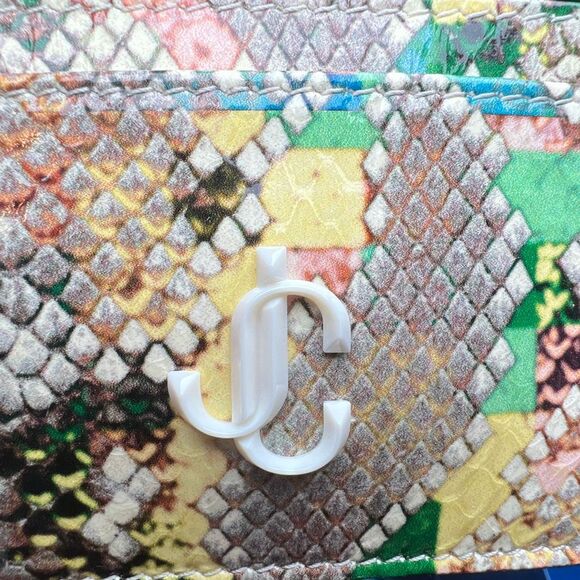 NWT Jimmy Choo Umika Sunrise Mix Glossy Rainbow Elaphe Card Holder With Jc Emble - Picture 8 of 15